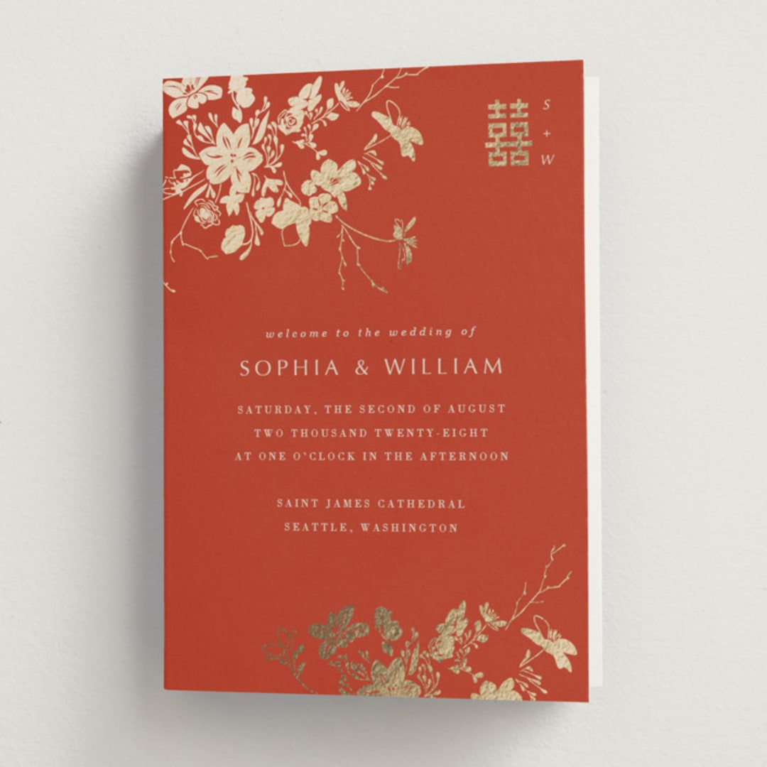 "Abstract Flora" - Wedding Programs in Lava by Stellax Creative - Front