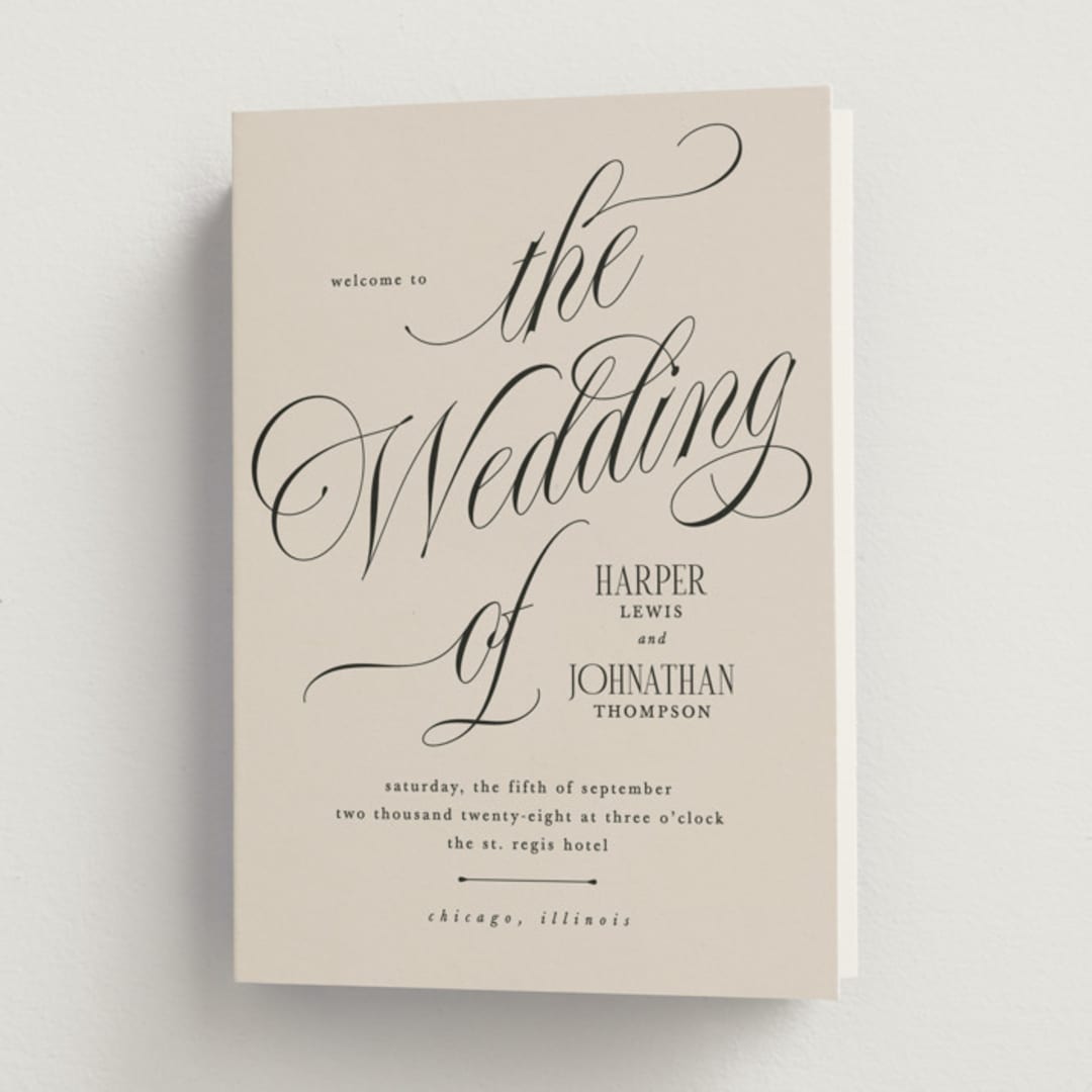 "Mirin" - Wedding Programs in Linen by Kate Ahn - Front