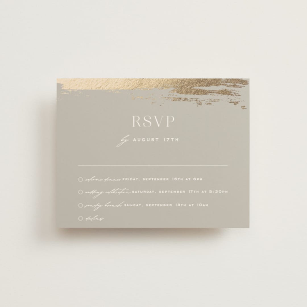 "True Love" - Foil-Pressed Multi-Event RSVP Cards in Clay by Carolyn Nicks - Front