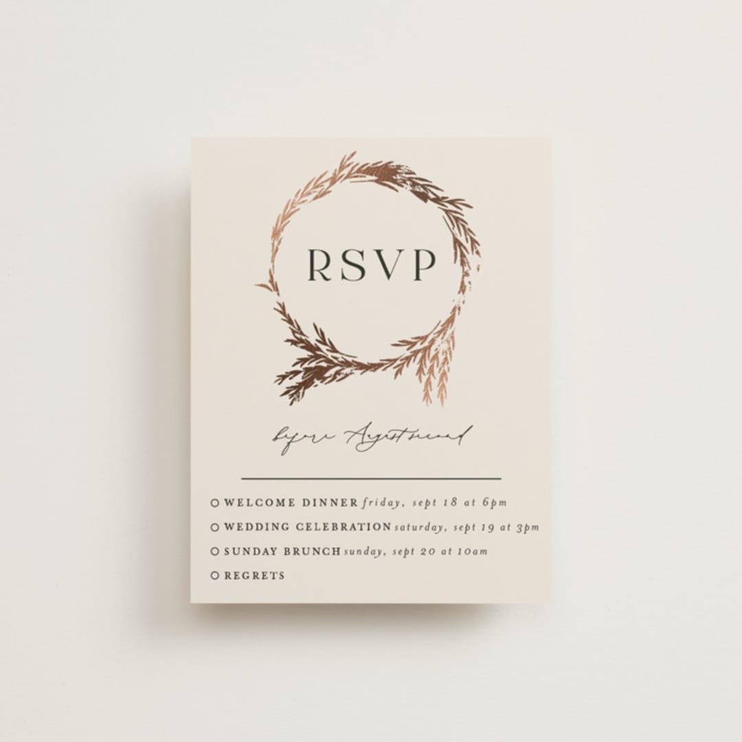 "Locket" - Foil-Pressed Multi-Event RSVP Cards in Pearl by Erin L. Wilson - Front