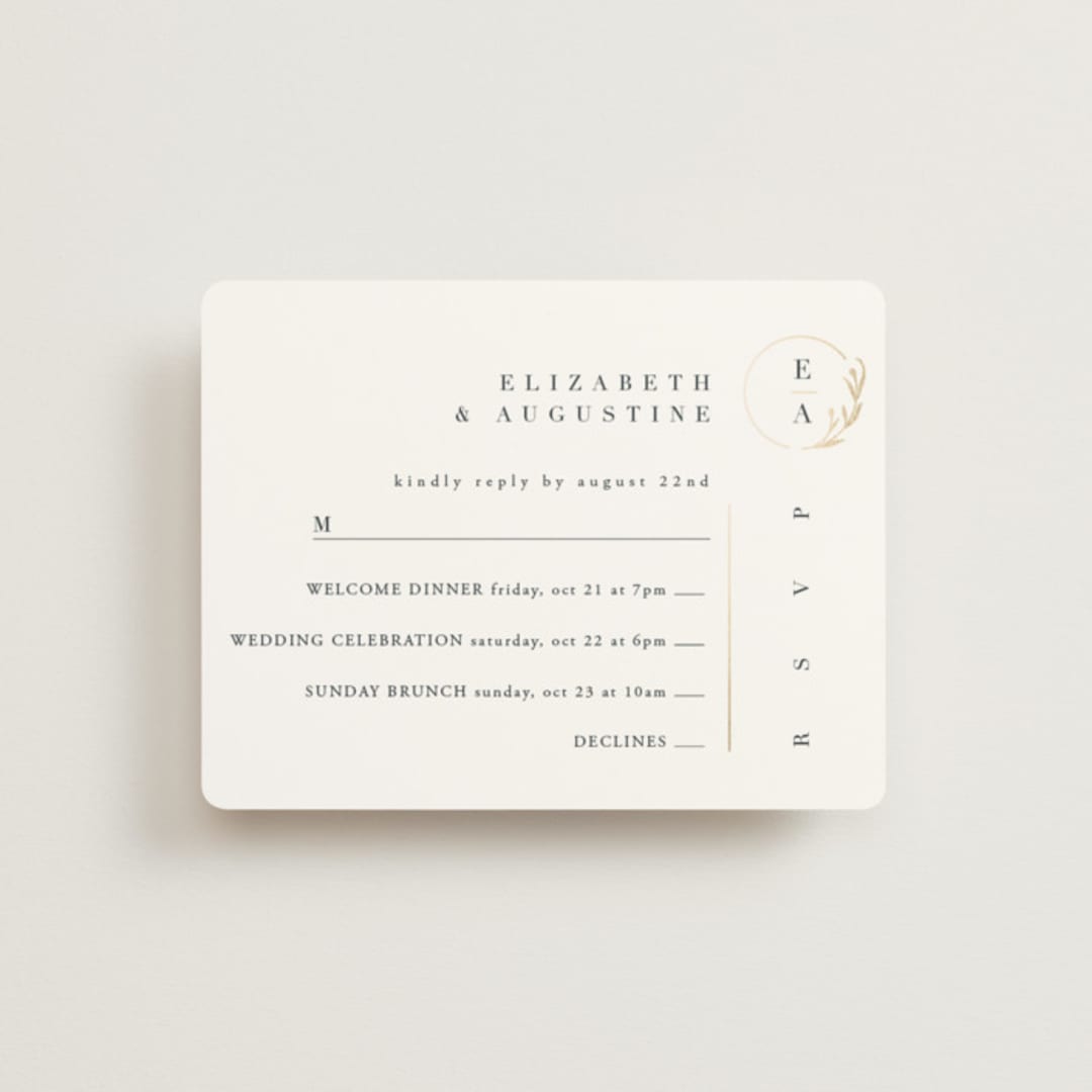 "For Eternity" - Foil-Pressed Multi-Event RSVP Cards in Midnight by Ana de Sousa - Front