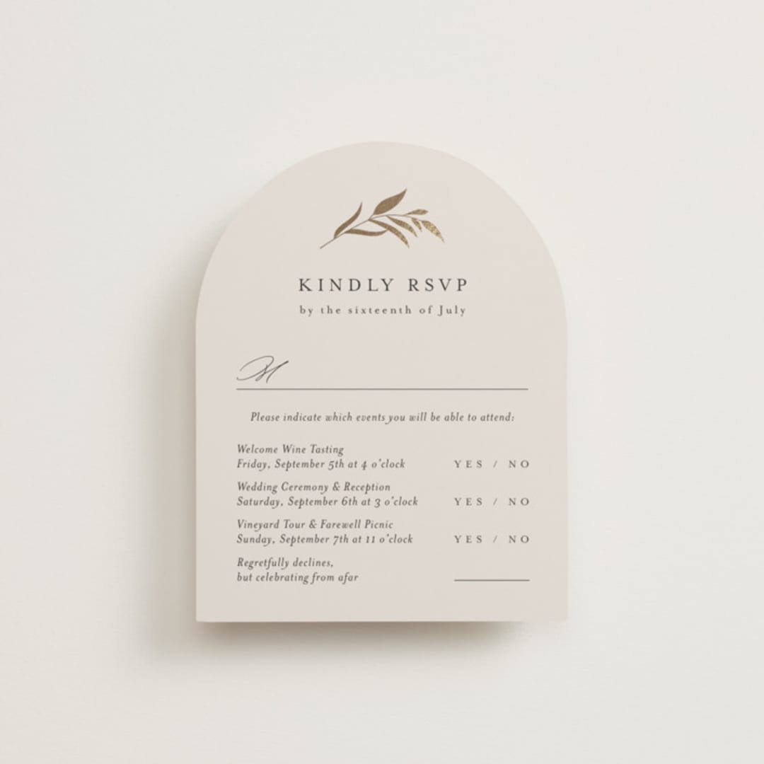 "Natural Monogram" - Foil-Pressed Multi-Event RSVP Cards in Porcelain by Jennifer Postorino - Front