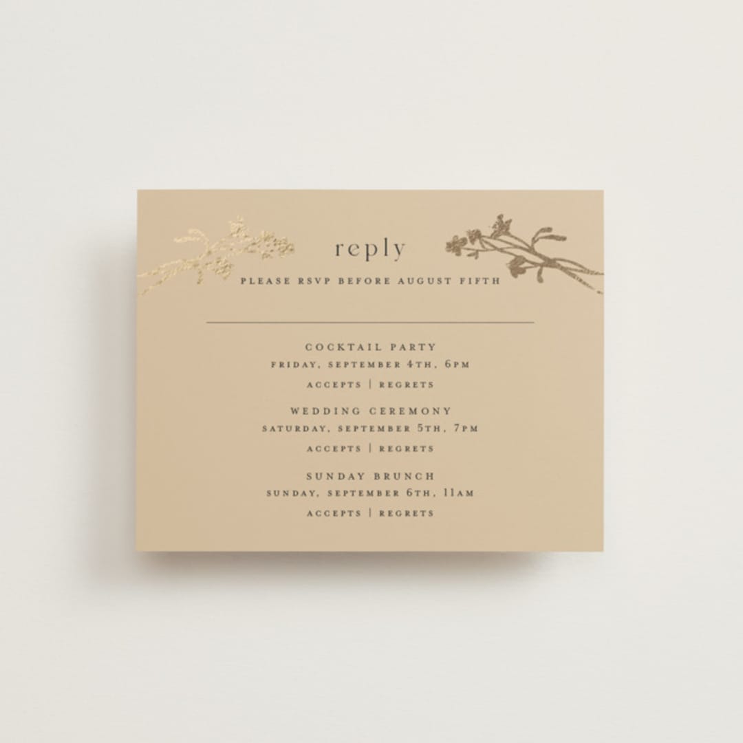 "Floral Enlace" - Foil-Pressed Multi-Event RSVP Cards in Blanc by Pati Cascino - Front