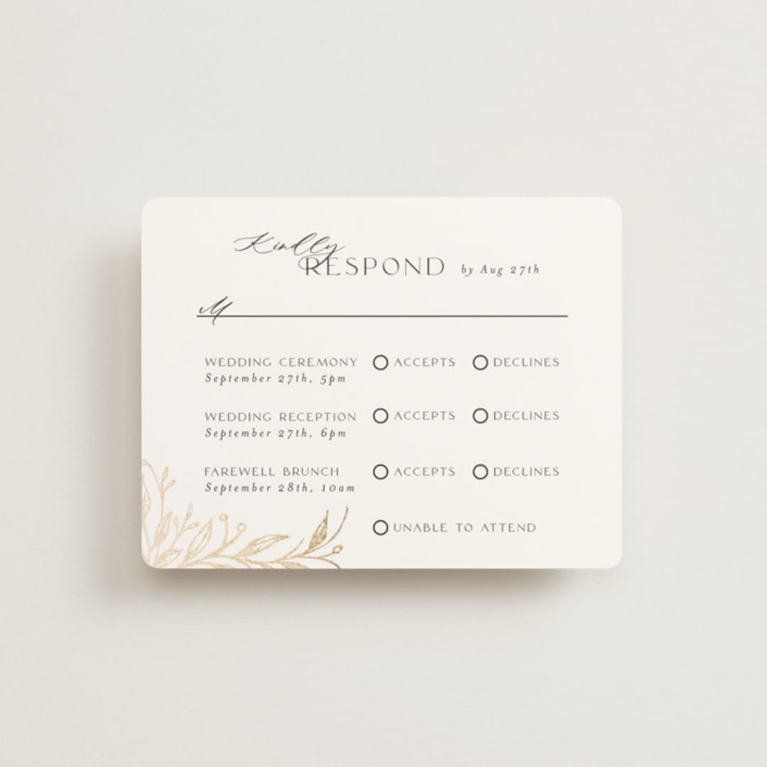 "KEIRAH" - Foil-Pressed Multi-Event RSVP Cards in Pearl by Melanie Kosuge - Front