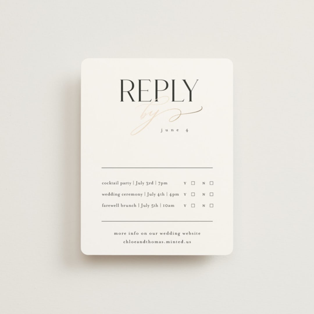 "Overlay" - Foil-Pressed Multi-Event RSVP Cards in Silk by Kelly Schmidt - Front