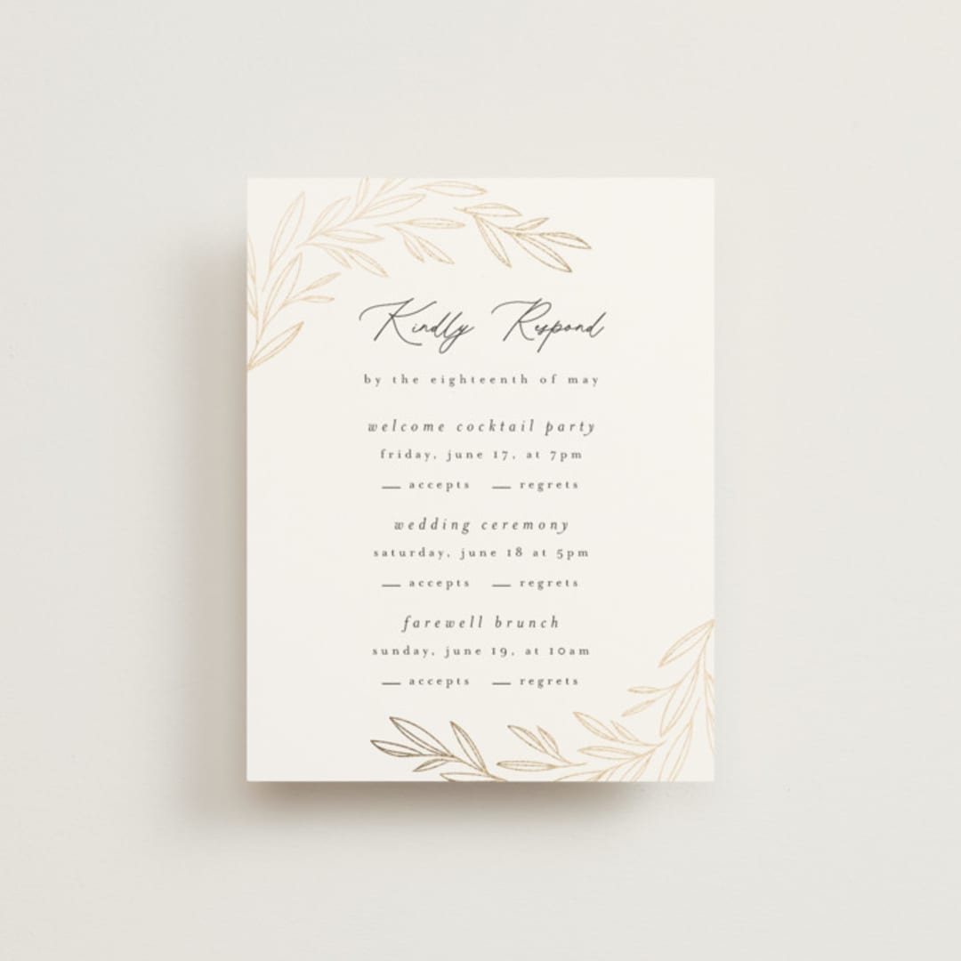 "Bianca" - Foil-Pressed Multi-Event RSVP Cards in Ink by Kristie Kern - Front