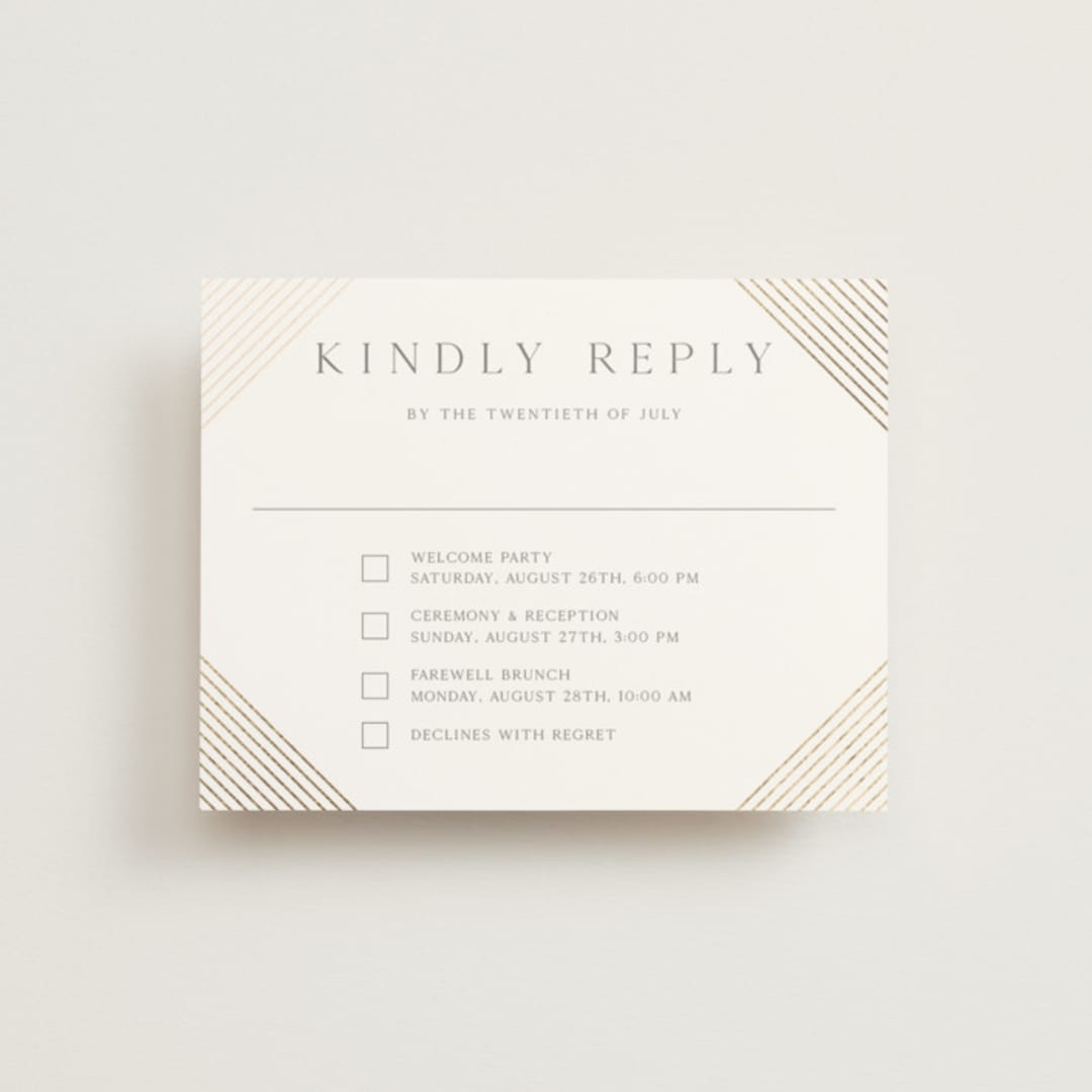 "Song of Solomon" - Foil-Pressed Multi-Event RSVP Cards in Slate by Vanessa Doyle - Front