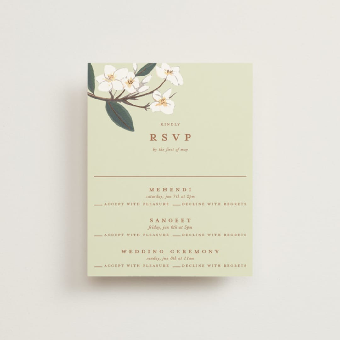 "Royal Wedding" - Foil-Pressed Multi-Event RSVP Cards in Pista by Teju Reval - Front