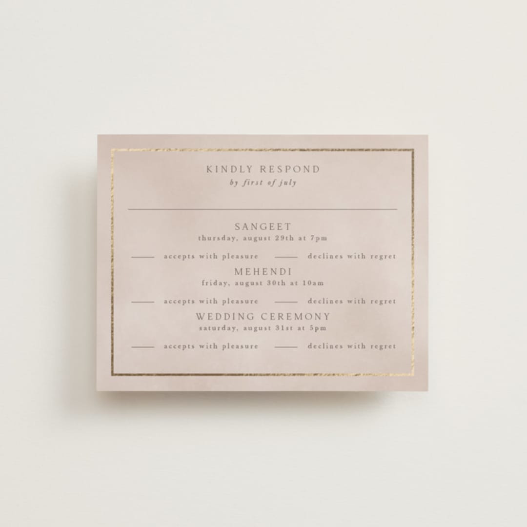 "Shraddha" - Foil-Pressed Multi-Event RSVP Cards in Celestial by Deynaaz Daraei - Front