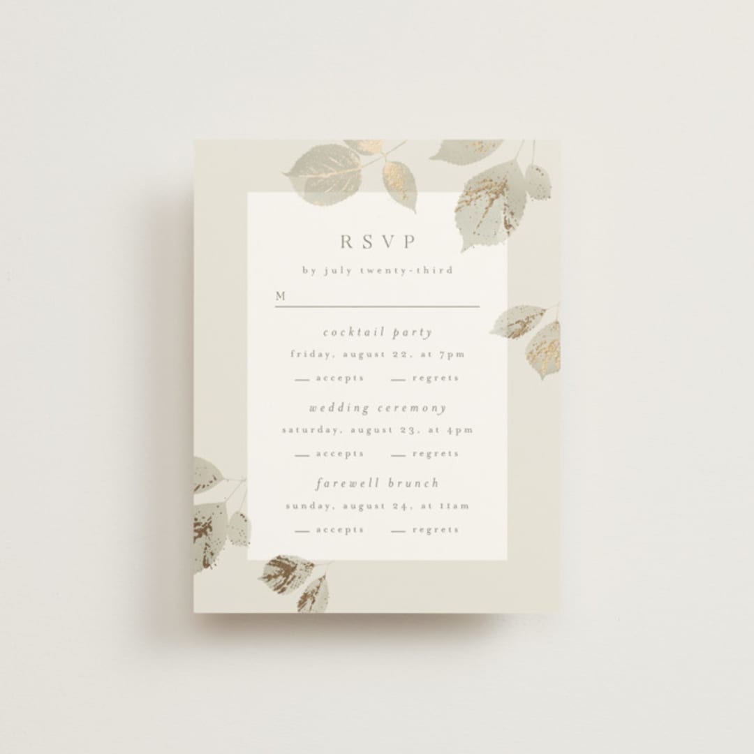 "Sonnet" - Foil-Pressed Multi-Event RSVP Cards in Meadow by Kristie Kern - Front