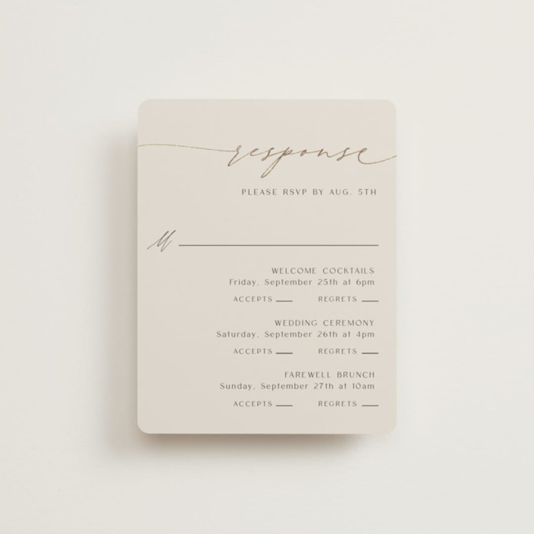 "gathering" - Foil-Pressed Multi-Event RSVP Cards in Smoke by Olivia Raufman - Front