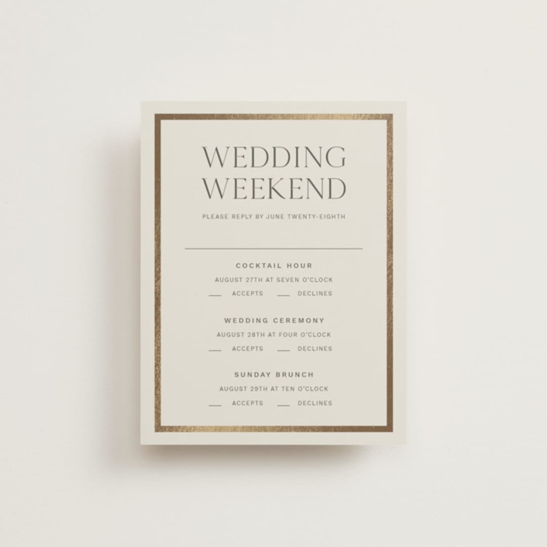 "mon amour" - Foil-Pressed Multi-Event RSVP Cards in Hope Floats by Design Lotus - Front
