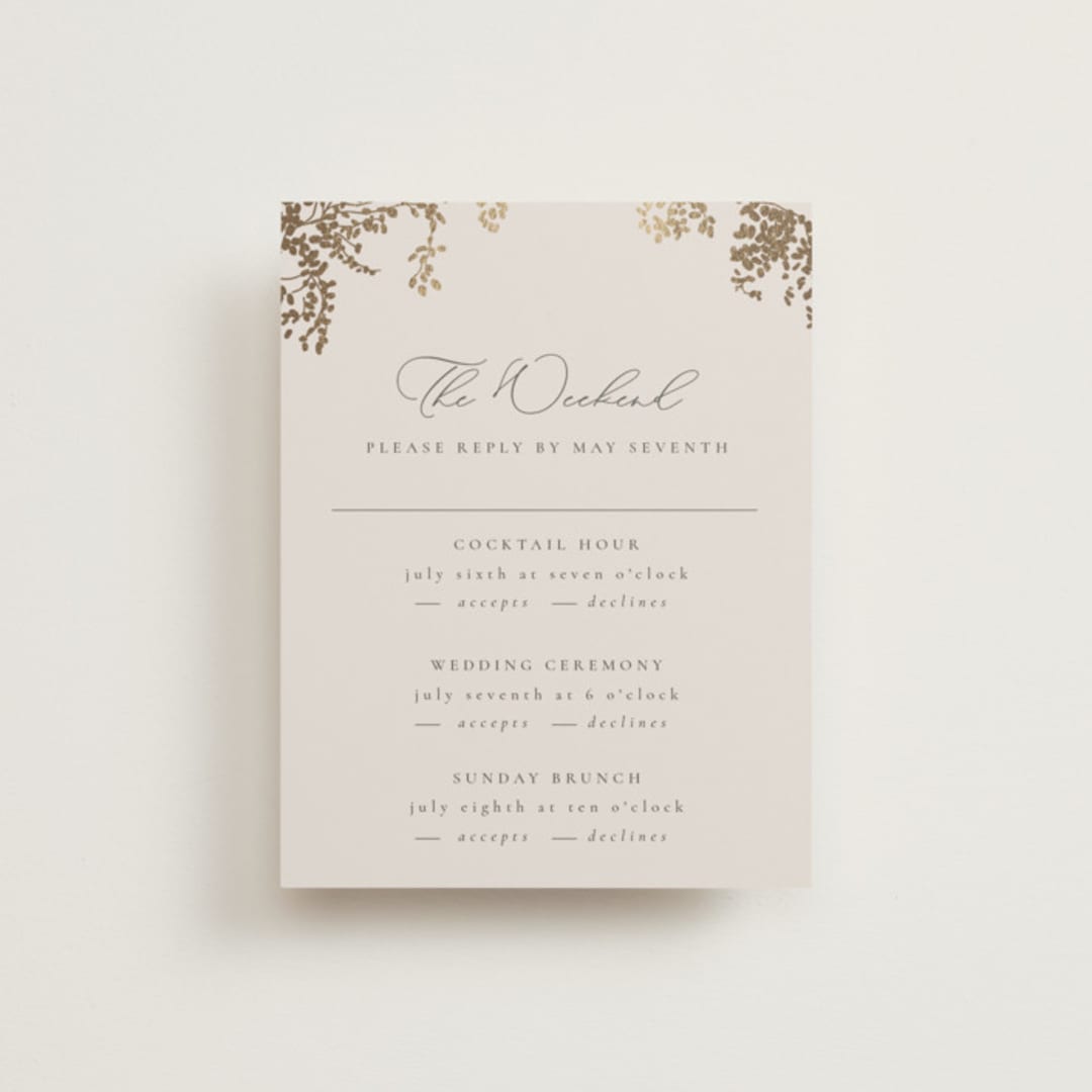 "forever and a day" - Foil-Pressed Multi-Event RSVP Cards in Luxe Neutral by Design Lotus - Front