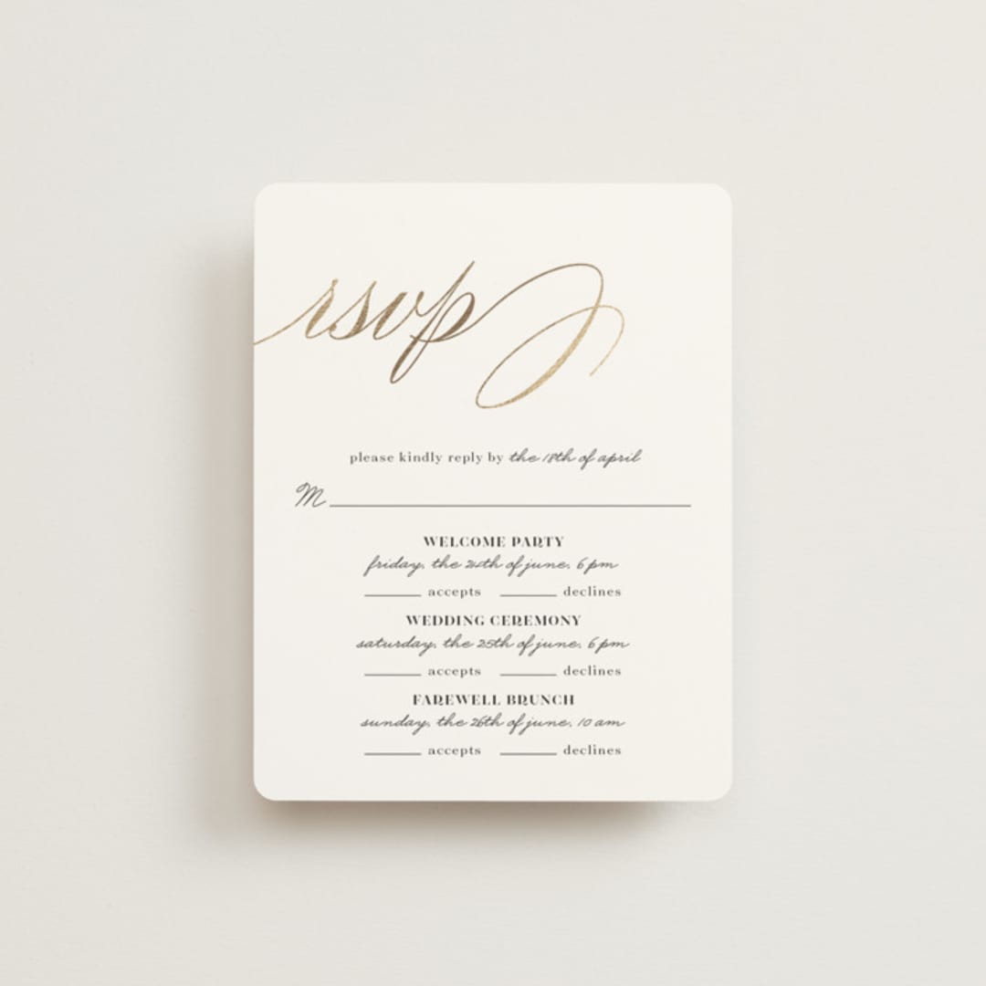 "Love" - Foil-Pressed Multi-Event RSVP Cards in Cloud by Shannon Chen of Four Wet Feet Studio - Front