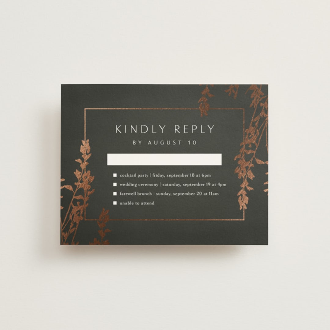 "Quince" - Foil-Pressed Multi-Event RSVP Cards in Ivy by Kelly Schmidt - Front