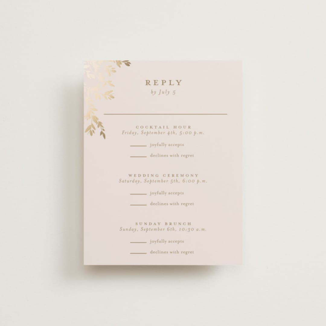 "Classique" - Foil-Pressed Multi-Event RSVP Cards in Spun Sugar by Jessica Williams - Front
