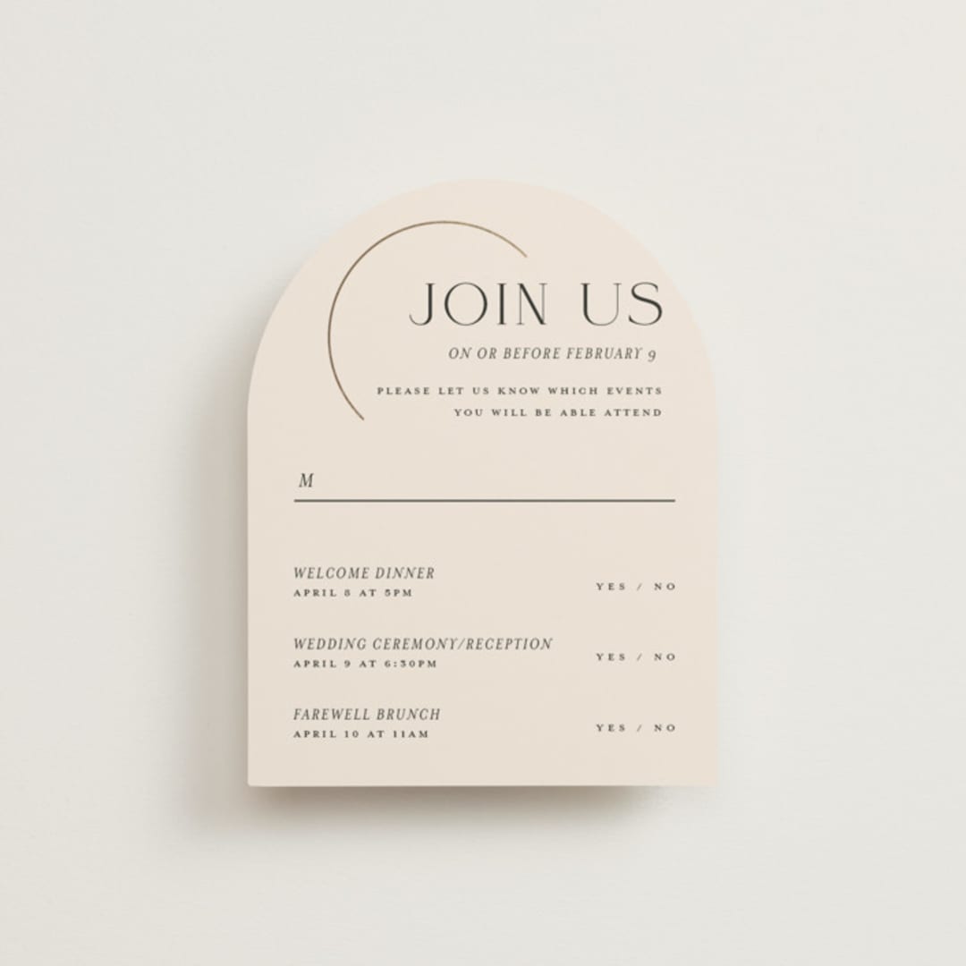 "Modernist Monogram" - Foil-Pressed Multi-Event RSVP Cards in Latte by Christie Garcia - Front
