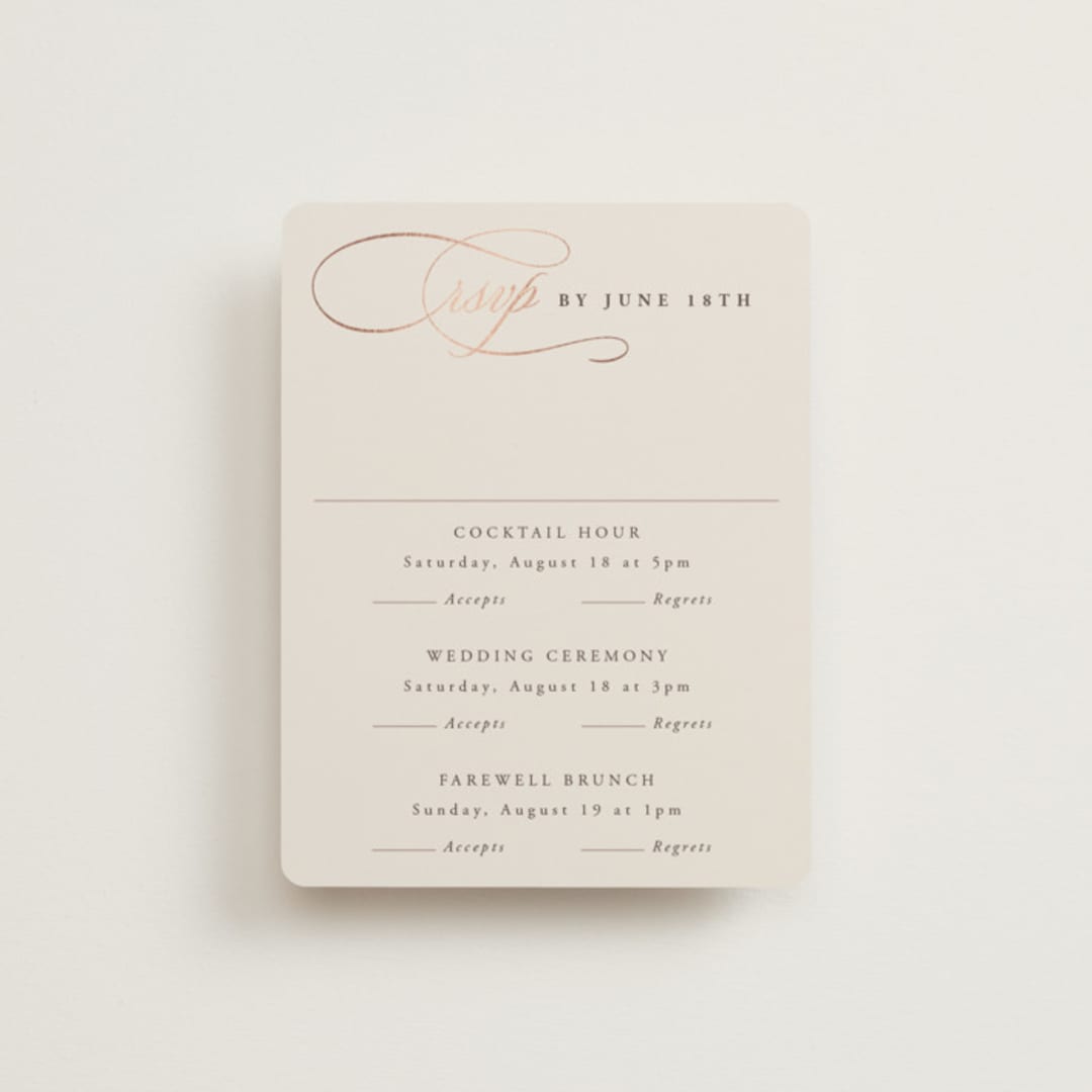 "And Centered" - Foil-Pressed Multi-Event RSVP Cards in Cream by Hooray Creative - Front