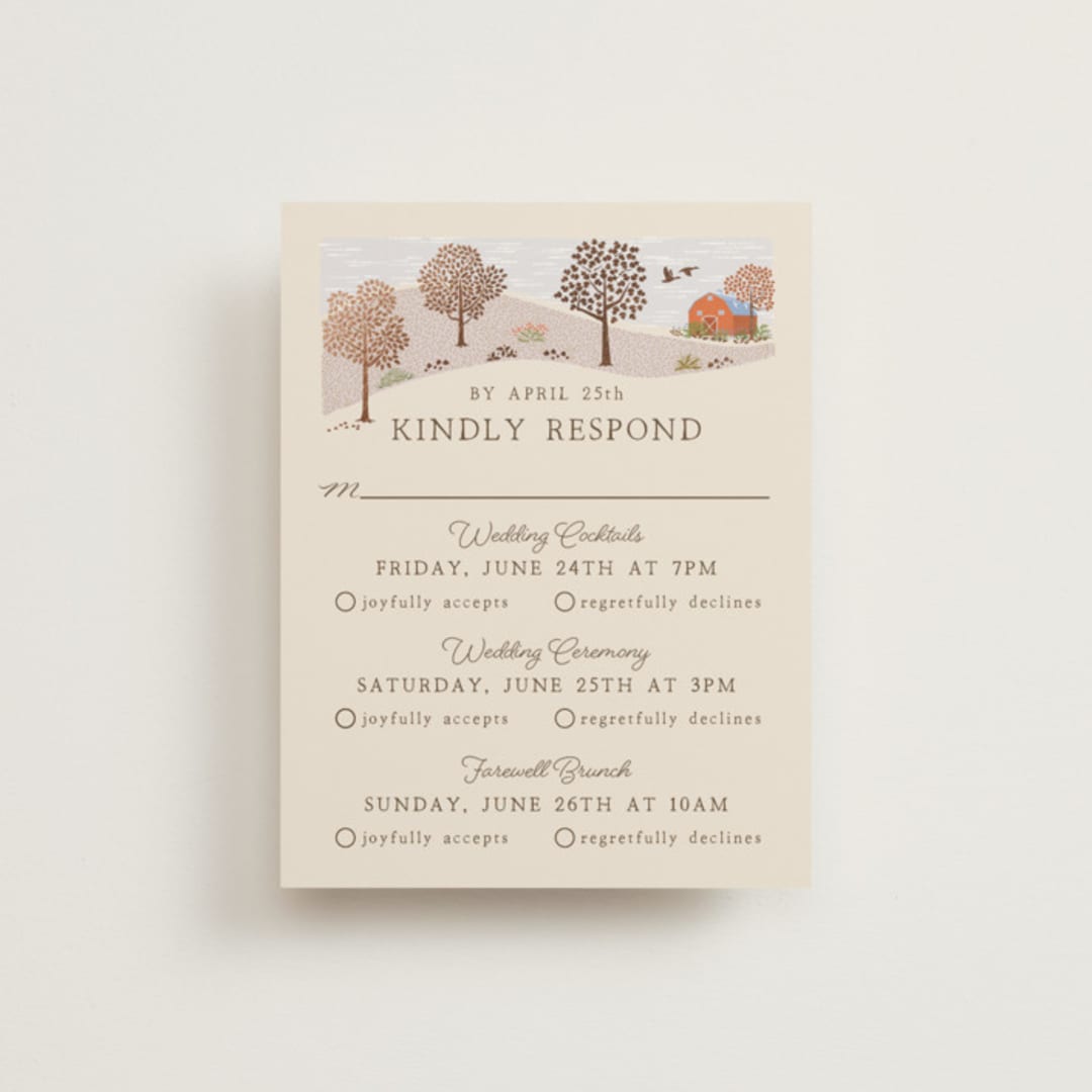 "Countryside" - Foil-Pressed Multi-Event RSVP Cards in Autumnal by Paper Sun Studio - Front