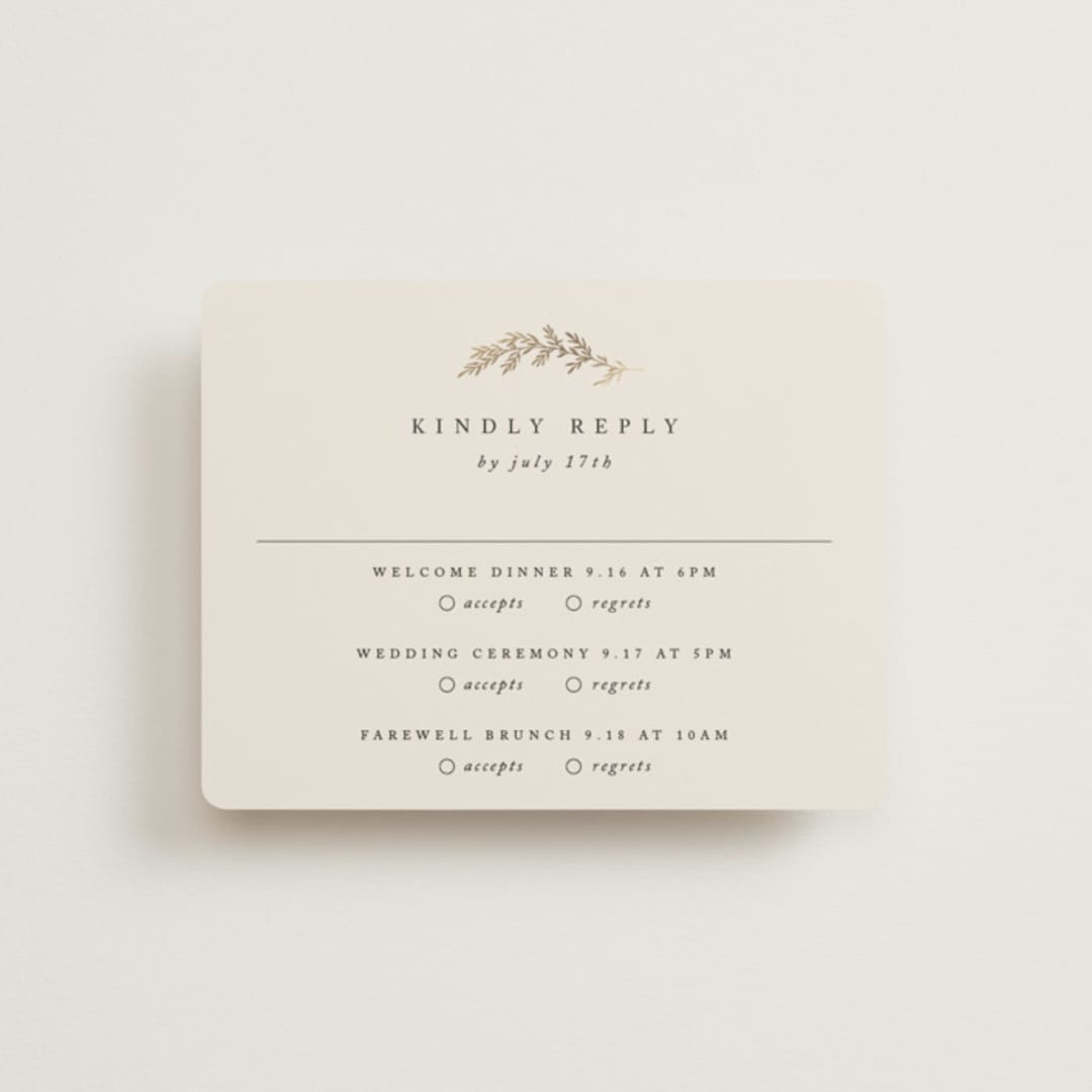 "To Hold" - Foil-Pressed Multi-Event RSVP Cards in Ivory by Carolyn Nicks - Front