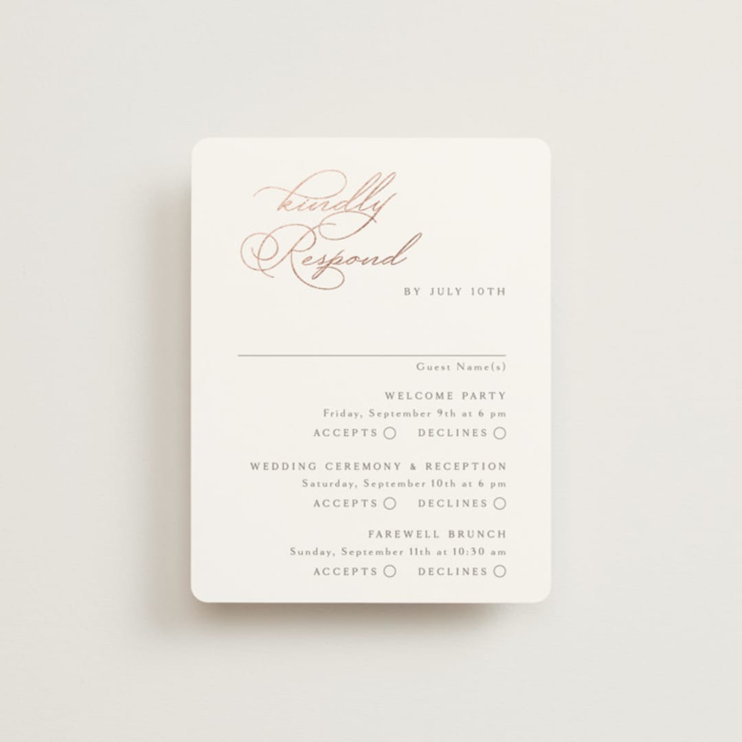 "Eternal" - Foil-Pressed Multi-Event RSVP Cards in Snow by Kaydi Bishop - Front