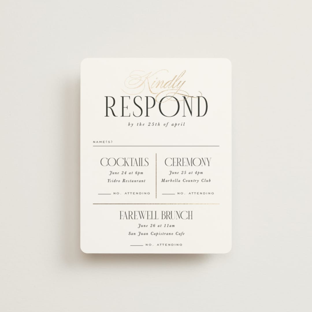 "Unite" - Foil-Pressed Multi-Event RSVP Cards in Opal by Leah Bisch - Front