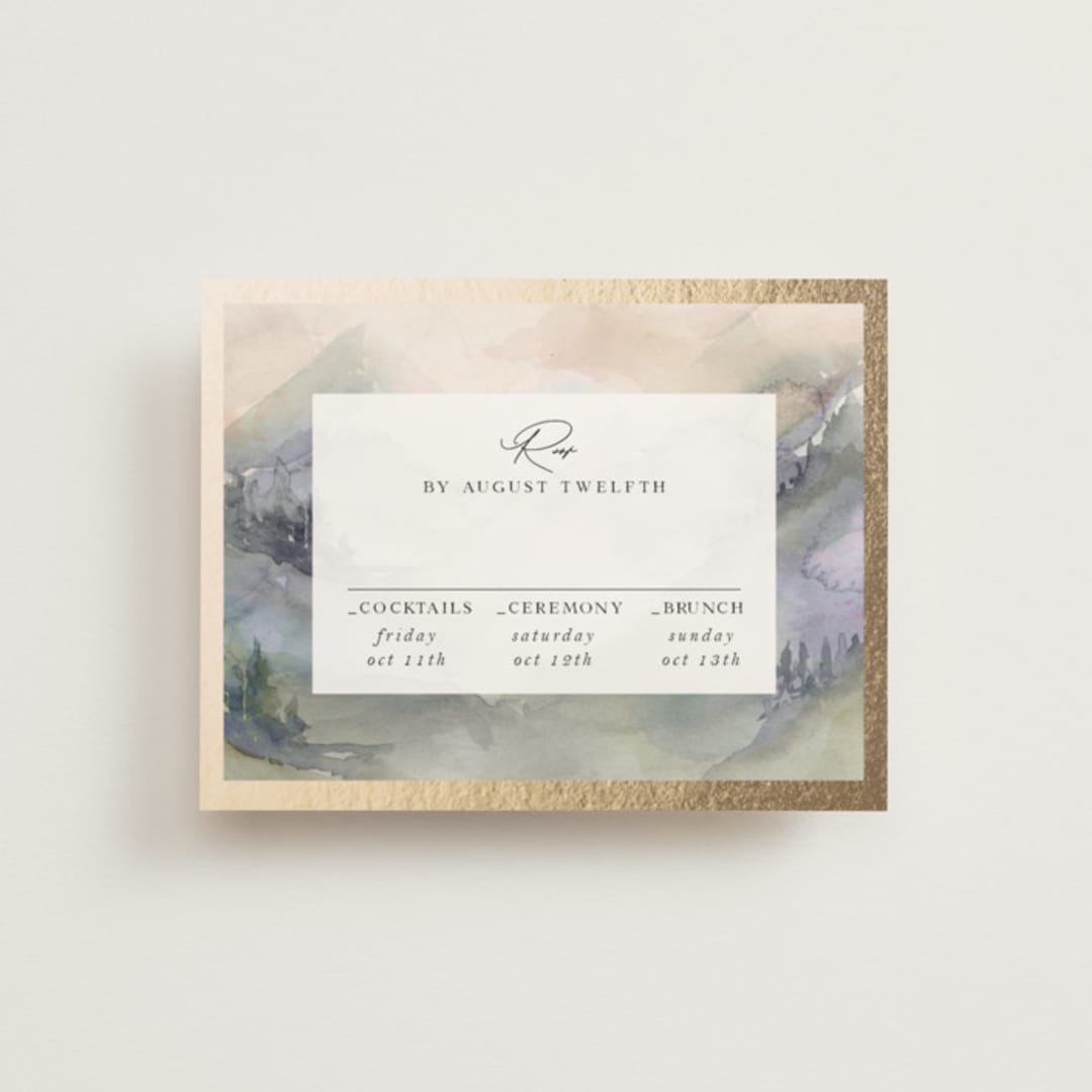 "Mountain" - Foil-Pressed Multi-Event RSVP Cards in Latte by Lori Wemple - Front