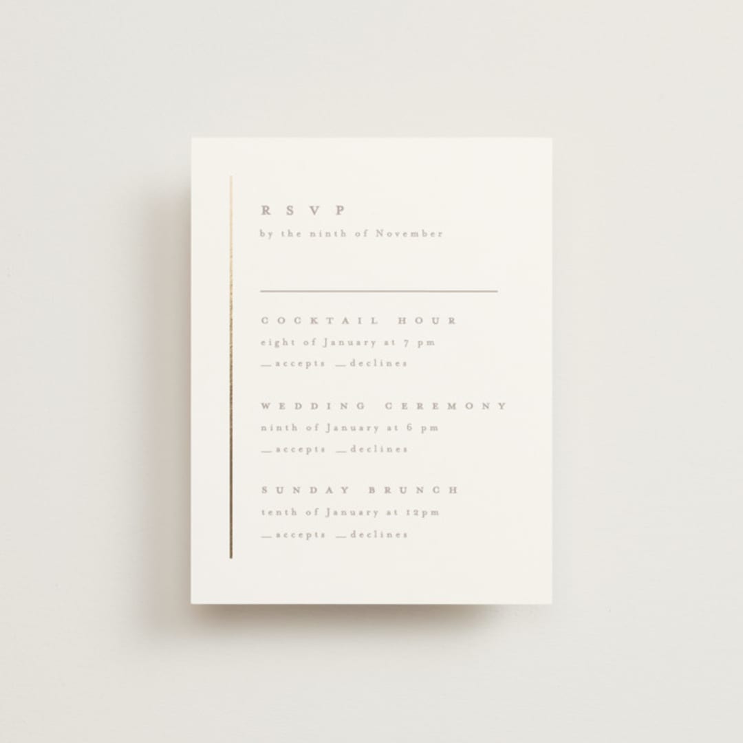"Ampersand glam" - Foil-Pressed Multi-Event RSVP Cards in Powder by Creo Study - Front