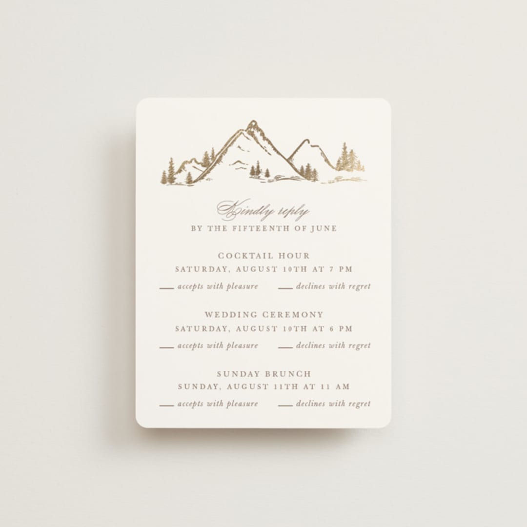 "Colorado" - Foil-Pressed Multi-Event RSVP Cards in Earth by Mansi Verma - Front