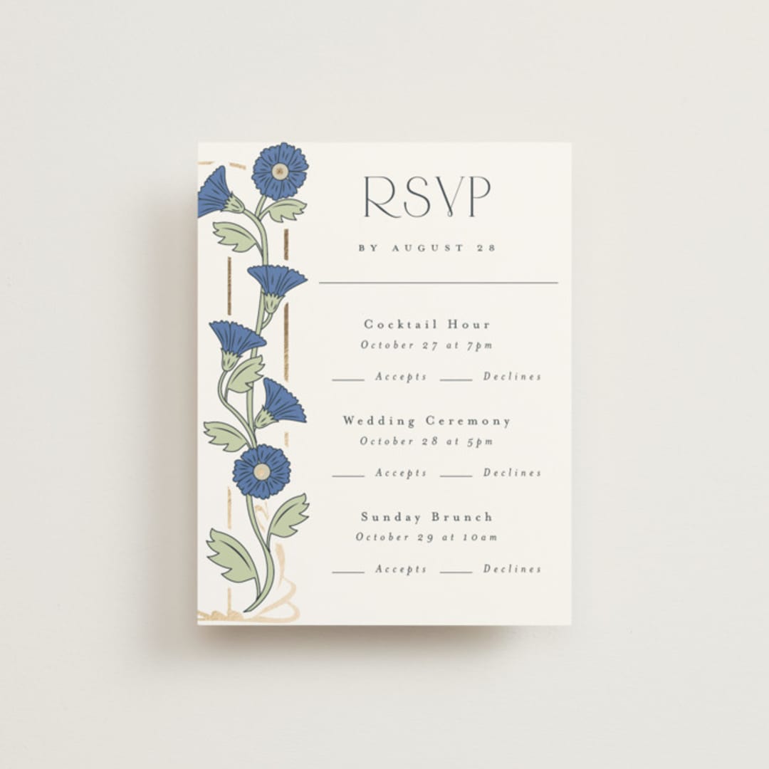 "Nouveau" - Foil-Pressed Multi-Event RSVP Cards in Lilac by Hudson meet Rose - Front
