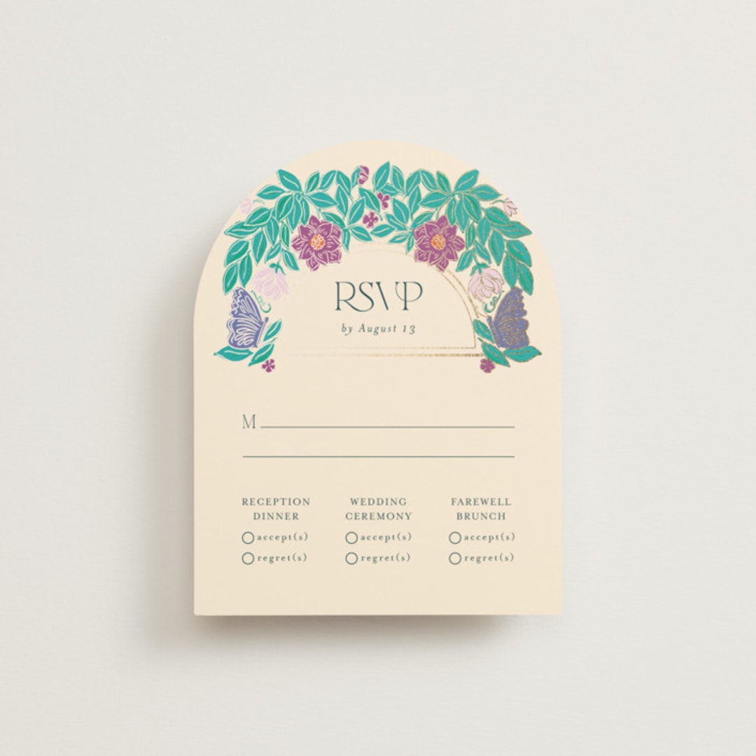 "Tropical garden" - Foil-Pressed Multi-Event RSVP Cards in Jungle by Simona Camp - Front
