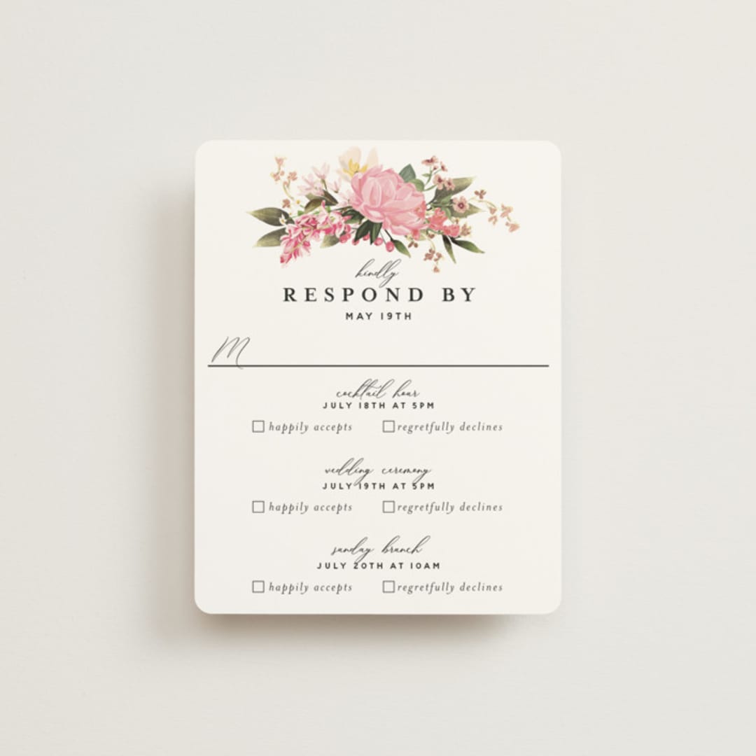 "Lush" - Foil-Pressed Multi-Event RSVP Cards in Blush by Susan Moyal - Front