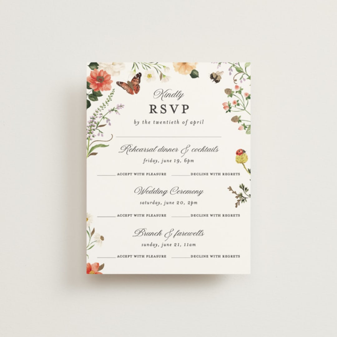 "Fleur" - Foil-Pressed Multi-Event RSVP Cards in Verona Sunset by Sarah Knight - Front