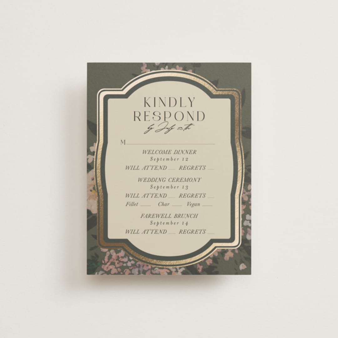 "Madison" - Foil-Pressed Multi-Event RSVP Cards in Thyme by Itsy Belle Studio - Front