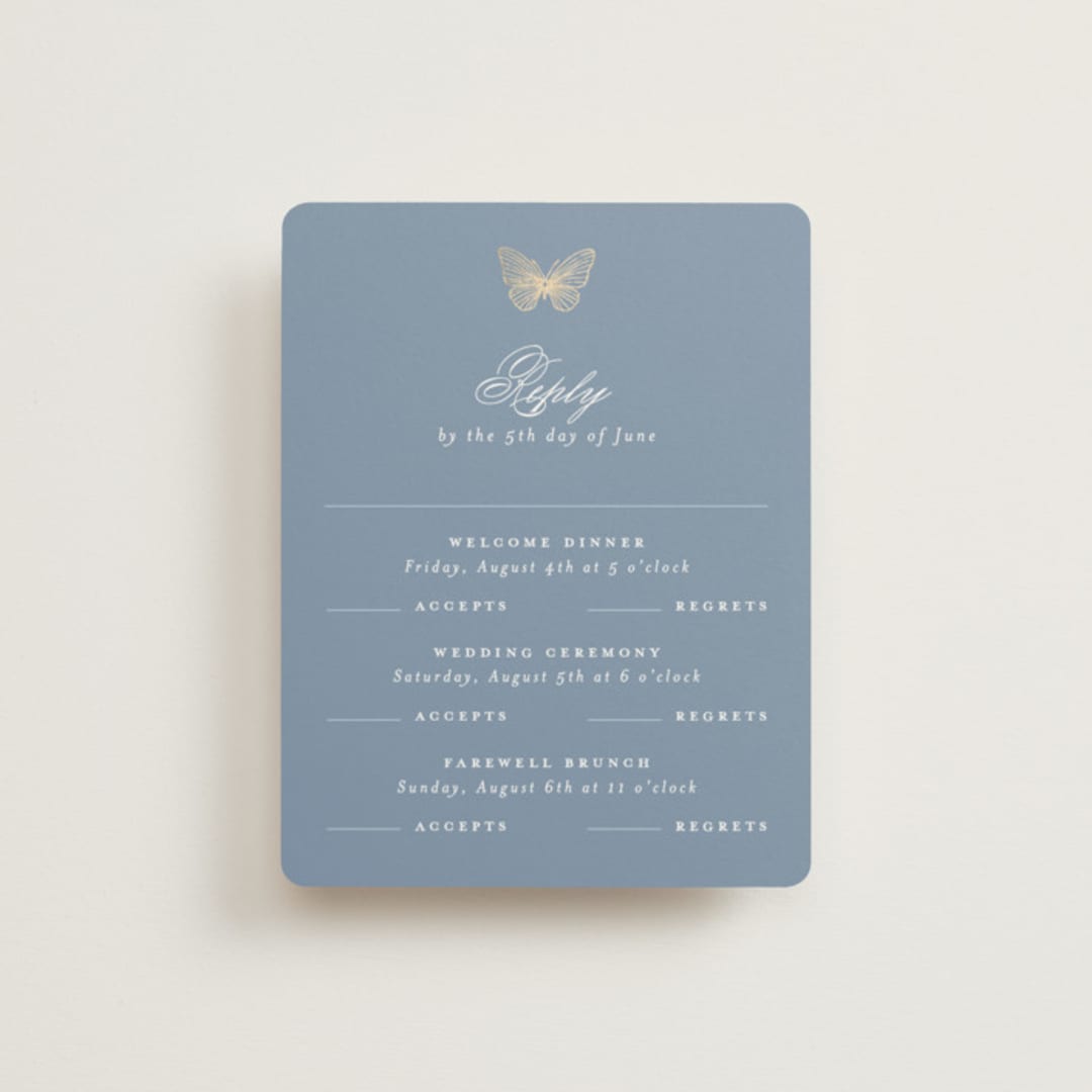 "meet me in the garden" - Foil-Pressed Multi-Event RSVP Cards in Cornflower by Grae - Front