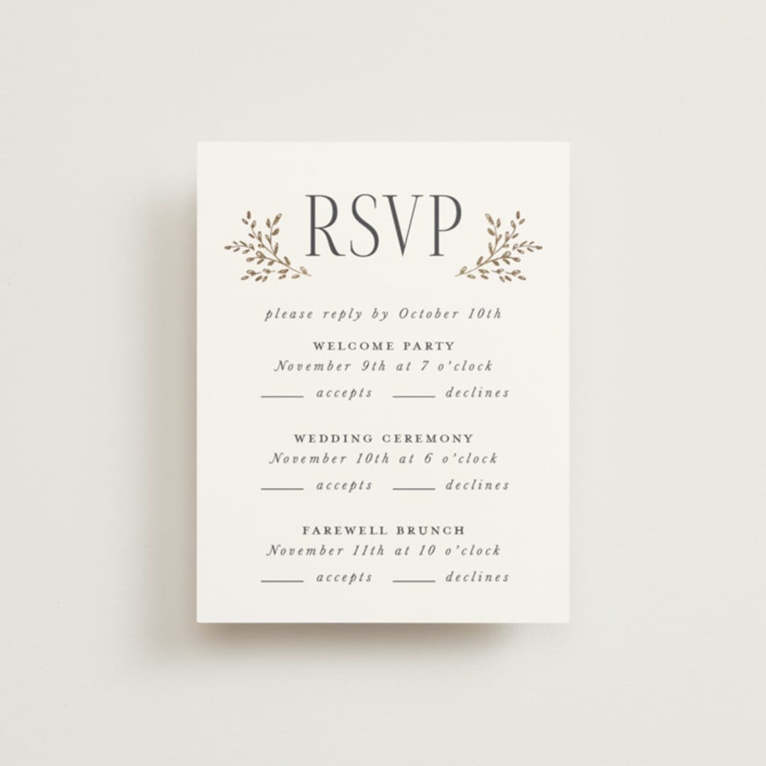 "Enchanted" - Foil-Pressed Multi-Event RSVP Cards in Mist by Laura Hankins - Front