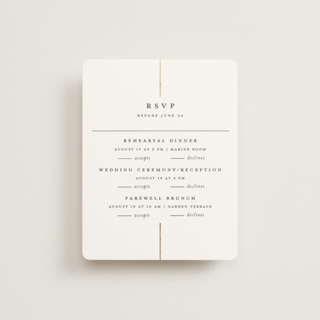 "Formal lines" - Foil-Pressed Multi-Event RSVP Cards in Iron by Erica Krystek - Front