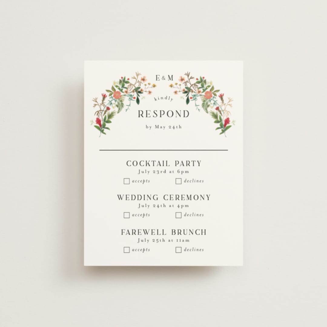 "Tropica" - Foil-Pressed Multi-Event RSVP Cards in Papaya by Susan Moyal - Front