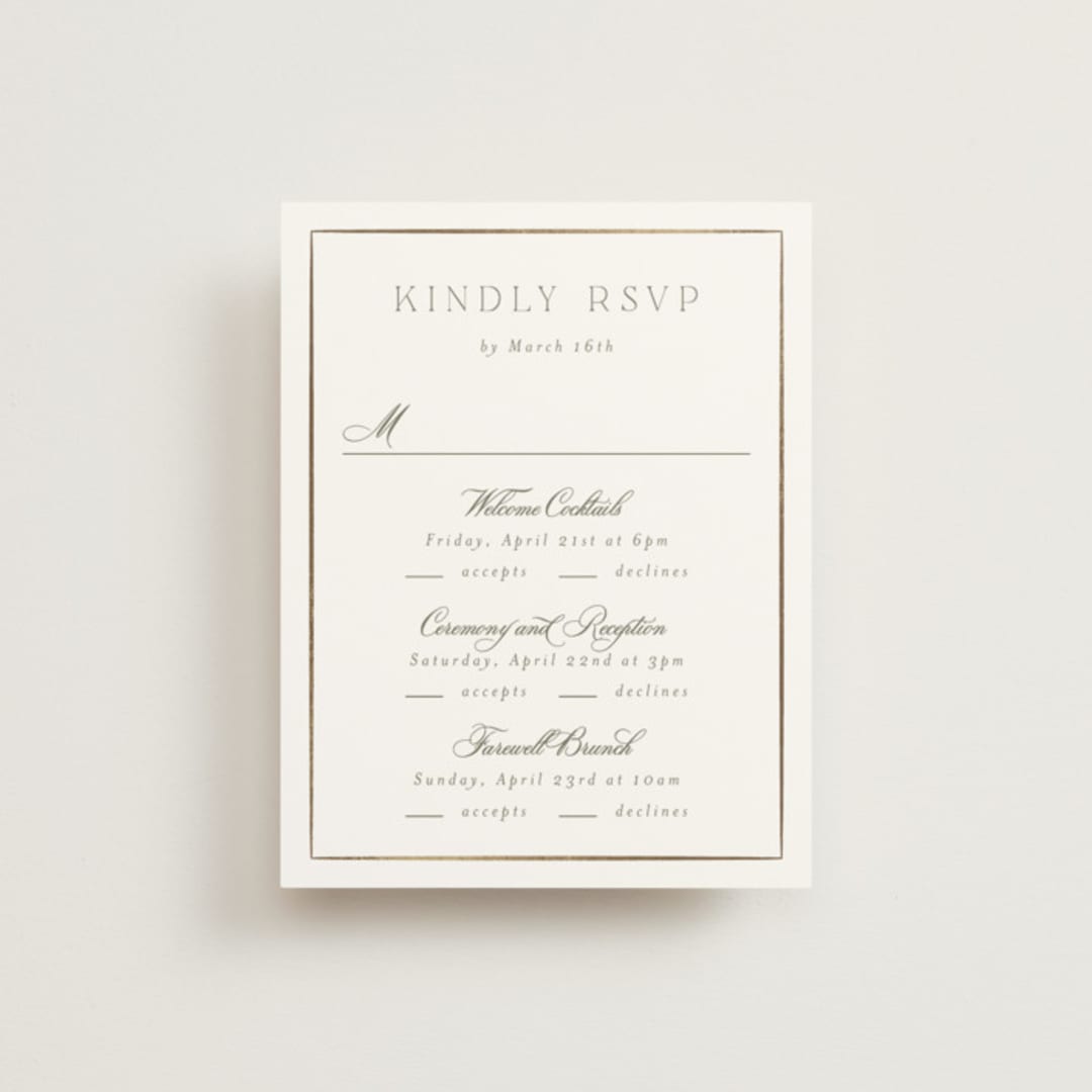 "Posy" - Foil-Pressed Multi-Event RSVP Cards in Blush by Everett Paper Goods - Front