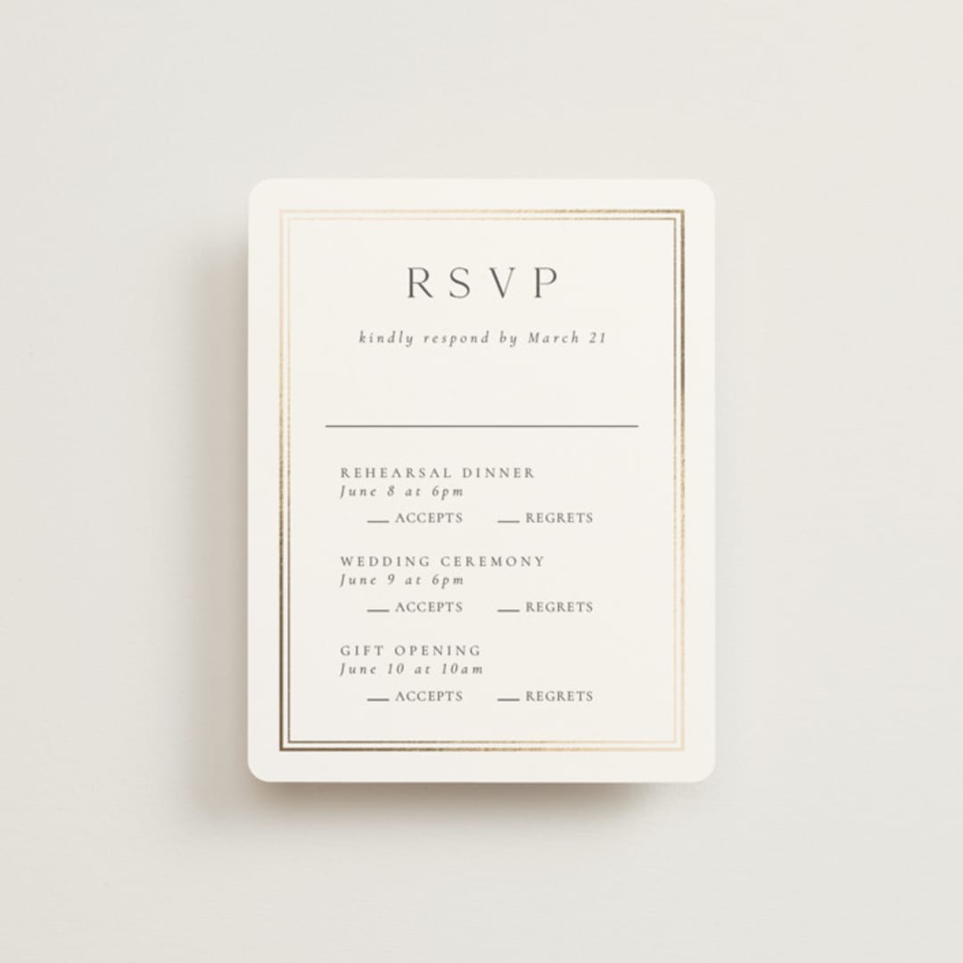 "Lustre" - Foil-Pressed Multi-Event RSVP Cards in Cloud by Nicole Walsh - Front