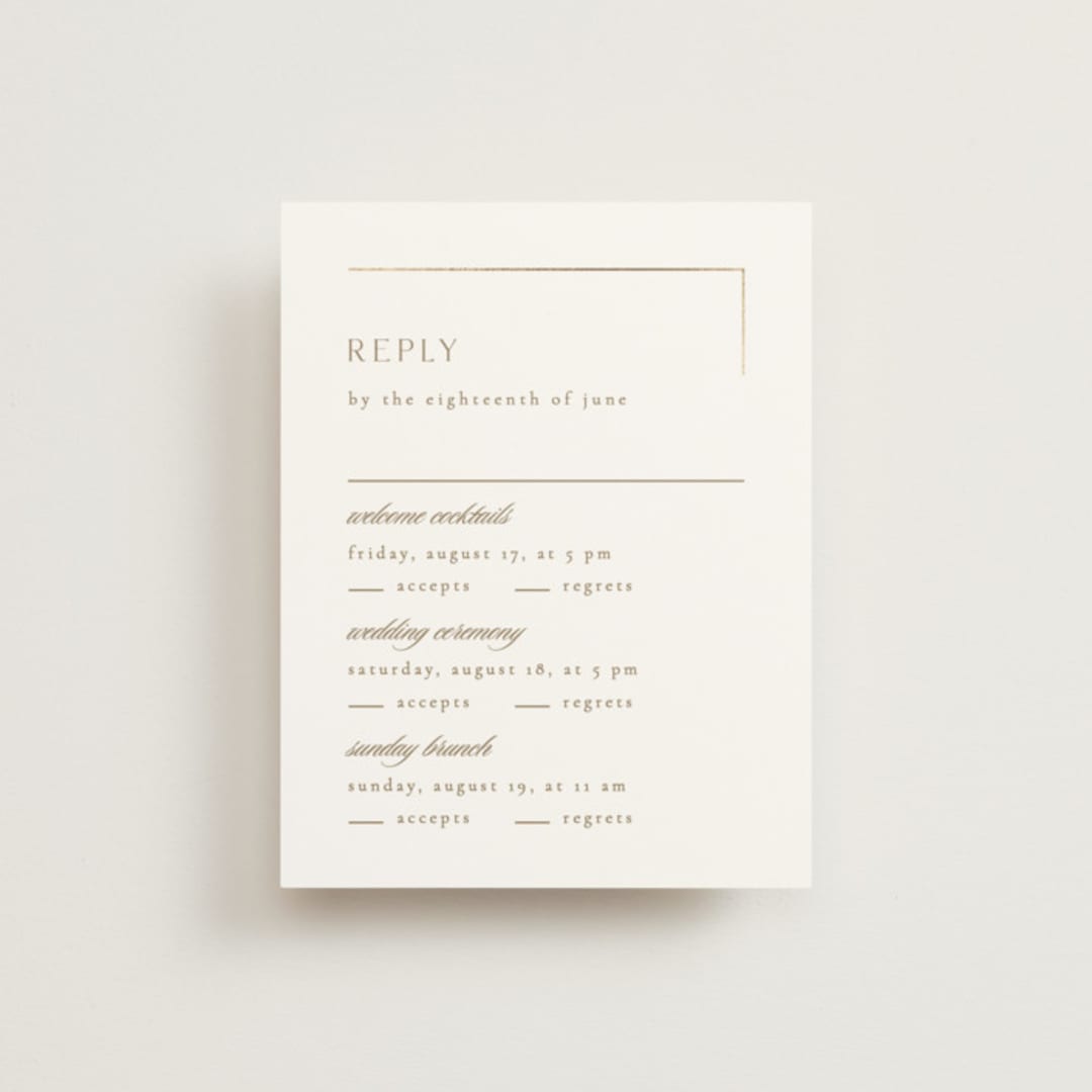 "The Gallery" - Foil-Pressed Multi-Event RSVP Cards in Quartz by Kristie Kern - Front