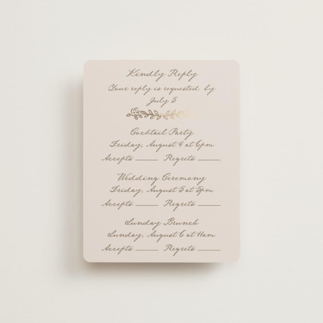 "Manuet" - Foil-Pressed Multi-Event RSVP Cards in Vanilla by Petra Kern - Front