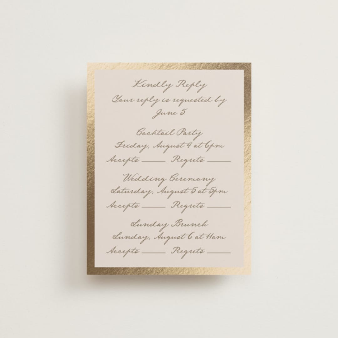 "Mountain Love" - Foil-Pressed Multi-Event RSVP Cards in Dew by Petra Kern - Front