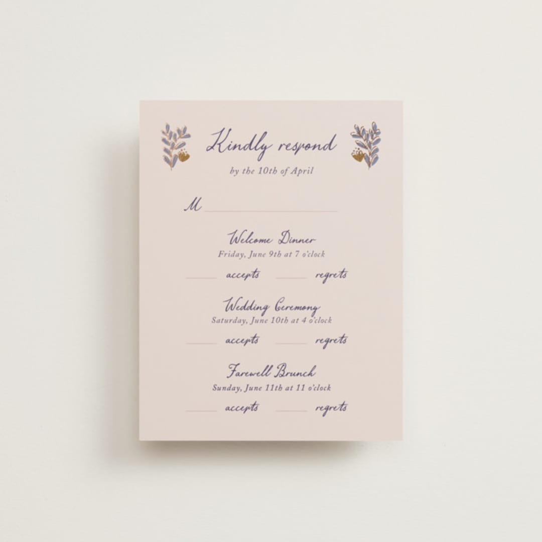 "Together in Bloom" - Foil-Pressed Multi-Event RSVP Cards in Wisteria by Monika Konieczna - Front