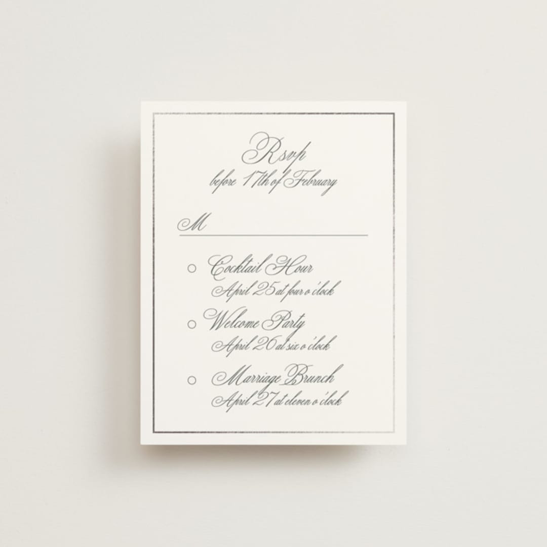 "toulomotiri" - Foil-Pressed Multi-Event RSVP Cards in Sugar by chocomocacino - Front