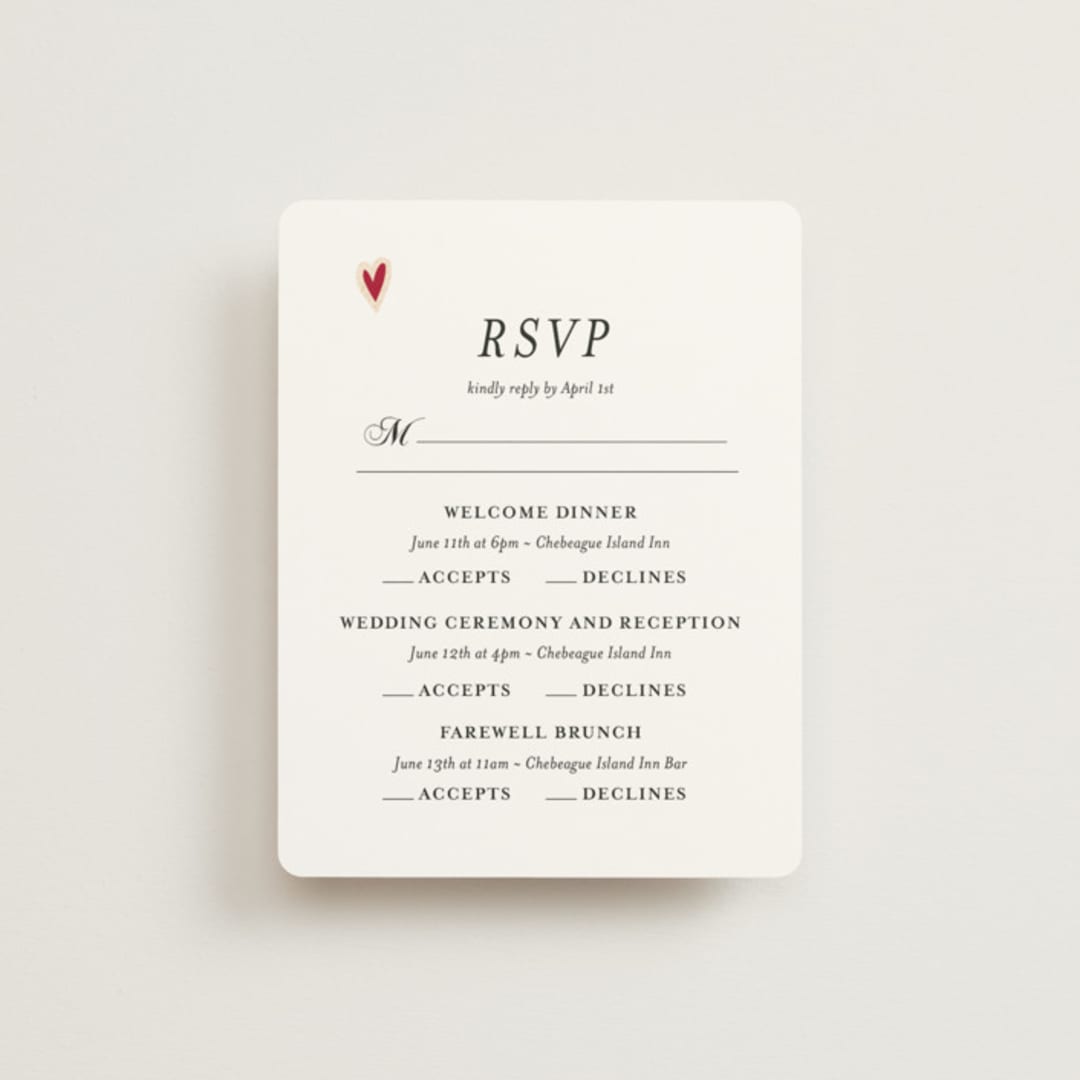 "Amore" - Foil-Pressed Multi-Event RSVP Cards in Snow by Ani Somi - Front