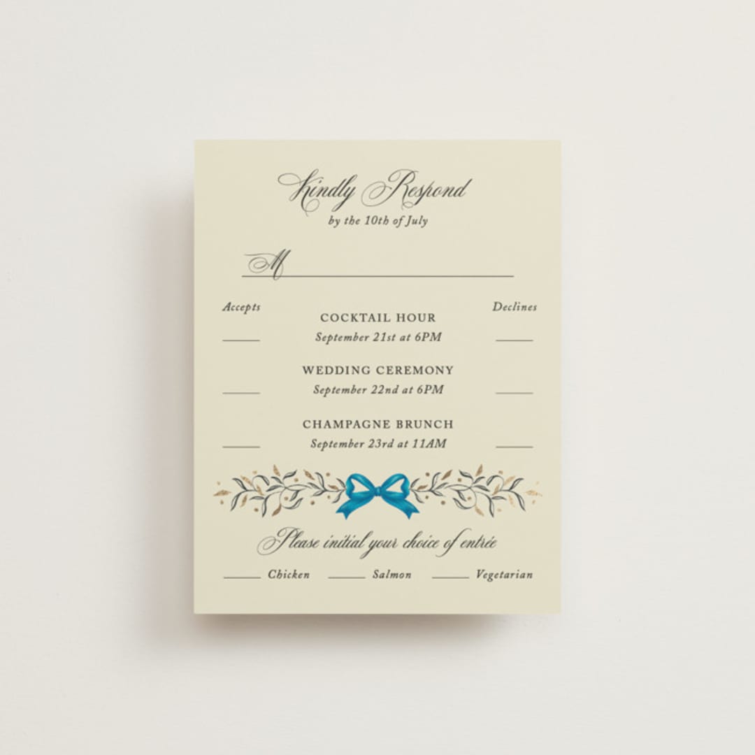 "Josephine" - Foil-Pressed Multi-Event RSVP Cards in Marine by Jackie Crawford - Front