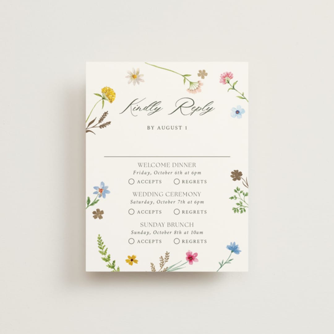 "Bright Garden" - Foil-Pressed Multi-Event RSVP Cards in Garden by Yaling Hou Suzuki - Front