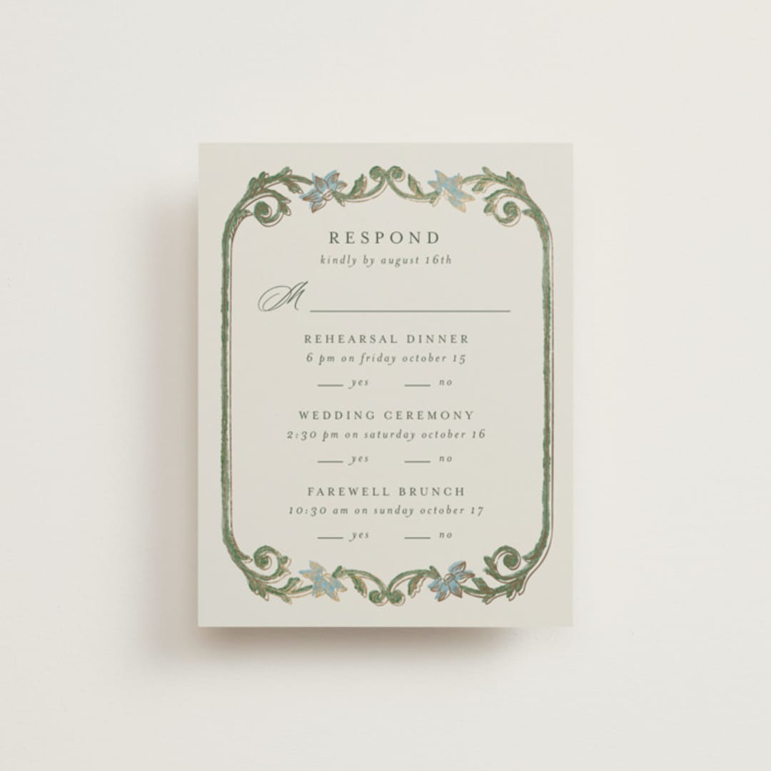 "grandeur" - Foil-Pressed Multi-Event RSVP Cards in Bluebell by Jen Owens - Front
