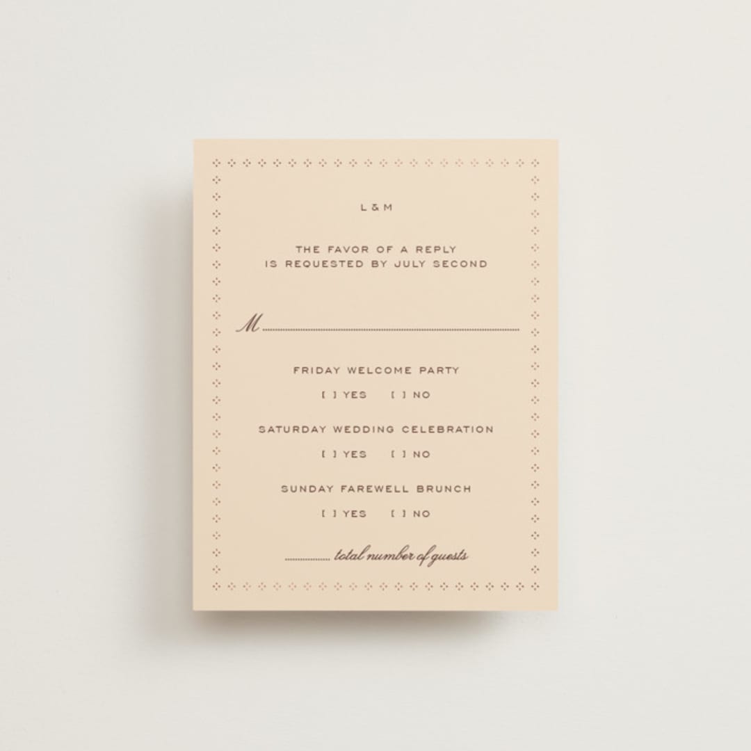 "Sweet Fancy" - Foil-Pressed Multi-Event RSVP Cards in Coco by Ani Somi - Front